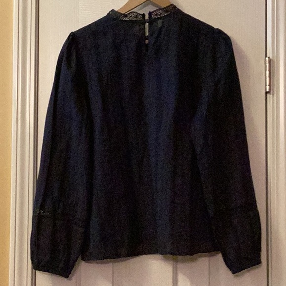 Women's Cotton Navy Blue Lace Top. Size Medium - Picture 5 of 12